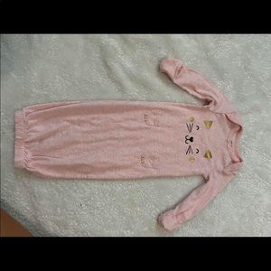 Light pink romper with cat for baby girl